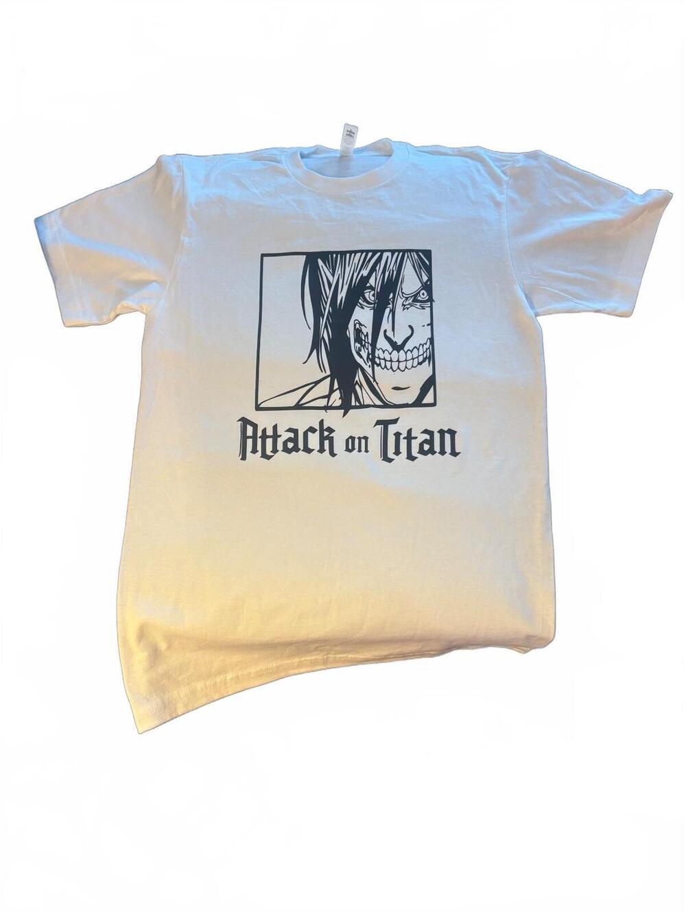 Custom Attack on Titan Eren Yeager Graphic Anime Tee White